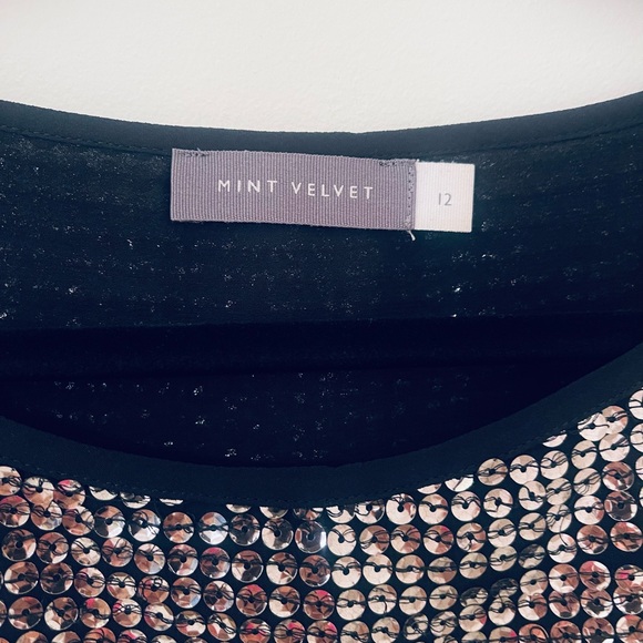 MINT VELVET sequinned black & silver top size 12 - Picture 3 of 3
